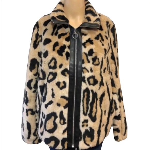 Express Jackets & Blazers - Express Faux Fur Leopard Print Jacket Women's Size Medium NEW